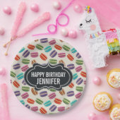 Farbenfrohes Pariser Macarons-Muster Geburtstag Pappteller (Party)