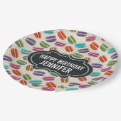 Farbenfrohes Pariser Macarons-Muster Geburtstag Pappteller (Schrägansicht)
