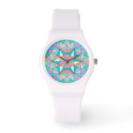Farbenfrohes Pastell-Mosaik-Dreieck-Stern-Muster Armbanduhr