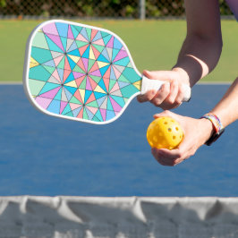Farbenfrohes Pastell-Mosaik-Dreieck-Stern-Muster Pickleball Schläger