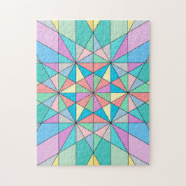 Farbenfrohes Pastell-Mosaik-Dreieck-Stern-Muster Puzzle