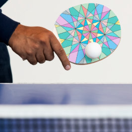 Farbenfrohes Pastell-Mosaik-Dreieck-Stern-Muster Tischtennis Schläger