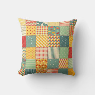 Farbenfrohes Patchwork: abstrakte nahtlose Ornamen Kissen