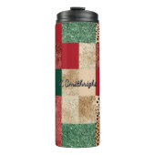 Farbenfrohes Patchwork-Design Tierprints Texturier Thermosbecher (Vorderseite)