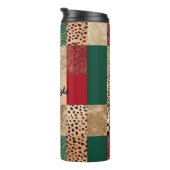 Farbenfrohes Patchwork-Design Tierprints Texturier Thermosbecher (Nach rechts gedreht)