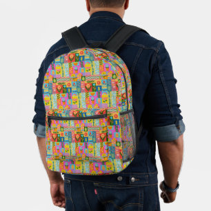 Farbenfrohes Patchwork EINGERAHMT vintage Bedruckter Rucksack