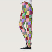 Farbenfrohes Patchwork-Gingham-Karomuster Leggings (Links)