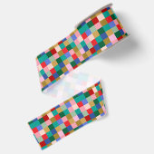Farbenfrohes Patchwork-Karo Modernes Fest Ripsband (Rückseite)