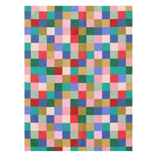 Farbenfrohes Patchwork-Karo Modernes Weihnachtsfes Tischdecke (Vorderseite)