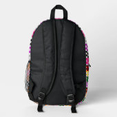 Farbenfrohes Patchwork Karomuster Design Bedruckter Rucksack (Rückseite)
