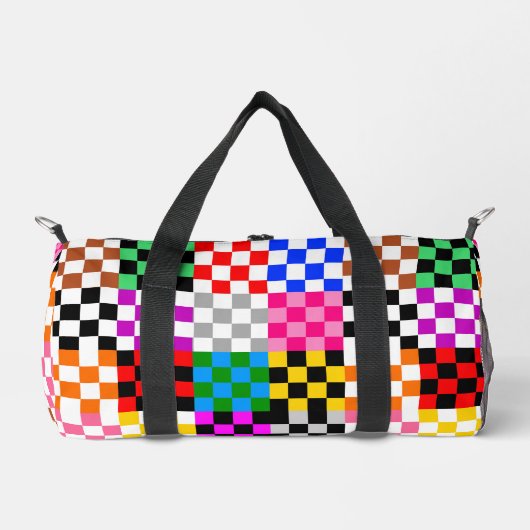 Farbenfrohes Patchwork Karomuster Design Duffle Bag (Vorderseite)