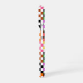 Farbenfrohes Patchwork Karomuster Design iPhone 16 Hülle (Linke Seite)