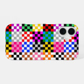 Farbenfrohes Patchwork Karomuster Design iPhone 16 Hülle (Rückseite (Horizontal))
