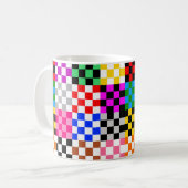 Farbenfrohes Patchwork Karomuster Design Kaffeetasse (Vorderseite Links)