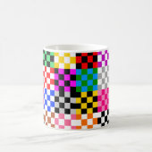 Farbenfrohes Patchwork Karomuster Design Kaffeetasse (Mittel)
