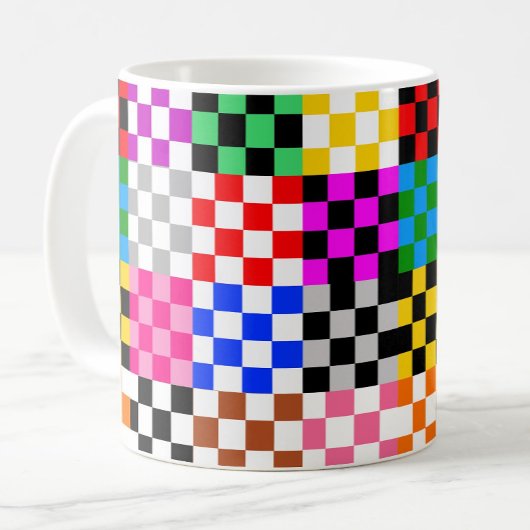 Farbenfrohes Patchwork Karomuster Design Kaffeetasse