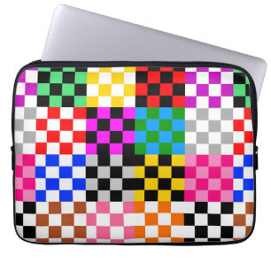 Farbenfrohes Patchwork Karomuster Design Laptopschutzhülle