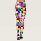 Farbenfrohes Patchwork Karomuster Design Leggings (Rückseite)