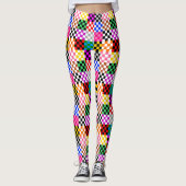 Farbenfrohes Patchwork Karomuster Design Leggings (Vorderseite)