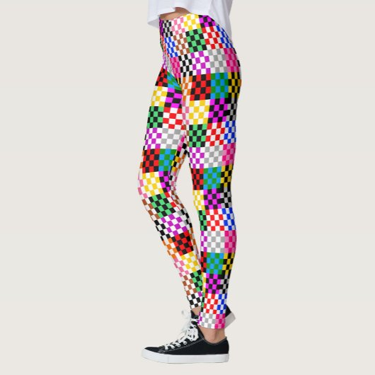 Farbenfrohes Patchwork Karomuster Design Leggings