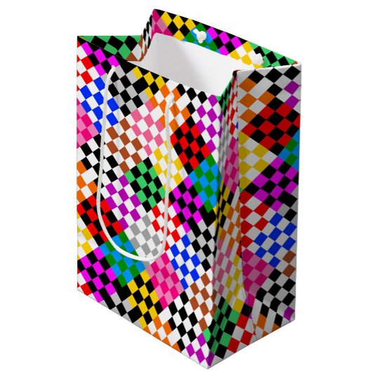 Farbenfrohes Patchwork Karomuster Design Mittlere Geschenktüte