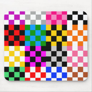 Farbenfrohes Patchwork Karomuster Design Mousepad