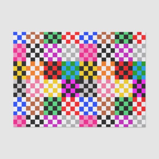 Farbenfrohes Patchwork Karomuster Design Seidenpapier (Vorderseite)