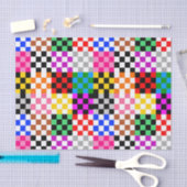 Farbenfrohes Patchwork Karomuster Design Seidenpapier (Handwerk)