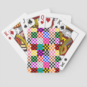 Farbenfrohes Patchwork Karomuster Design Spielkarten