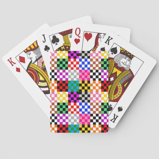 Farbenfrohes Patchwork Karomuster Design Spielkarten (Rückseite)