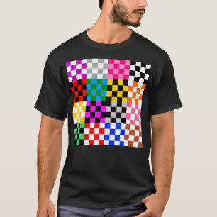 Farbenfrohes Patchwork Karomuster Design T-Shirt