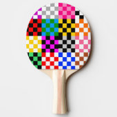 Farbenfrohes Patchwork Karomuster Design Tischtennis Schläger (Rückseite)