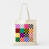 Farbenfrohes Patchwork Karomuster Design Tragetasche (Rückseite)