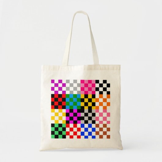 Farbenfrohes Patchwork Karomuster Design Tragetasche (Vorne)