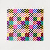 Farbenfrohes Patchwork Karomuster Design Wandteppich (Vorderseite (Horizontal))