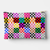 Farbenfrohes Patchwork Karomuster Design Zubehörtasche (Rückseite)