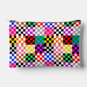 Farbenfrohes Patchwork Karomuster Design Zubehörtasche