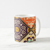 Farbenfrohes Patchwork: Majolika-Fliesen-Design Kaffeetasse (VorderseiteRechts)