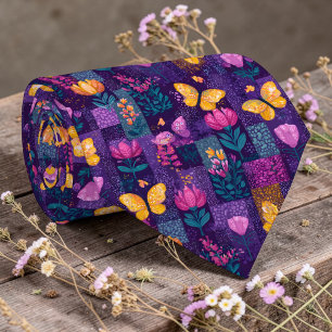 Farbenfrohes Patchwork-Muster individuell anpassba Krawatte