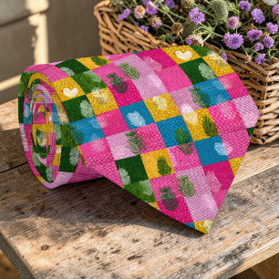 Farbenfrohes Patchwork-Muster individuell anpassba Krawatte