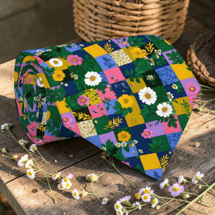 Farbenfrohes Patchwork-Muster individuell anpassba Krawatte