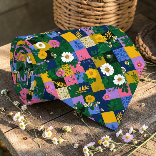 Farbenfrohes Patchwork-Muster individuell anpassba Krawatte
