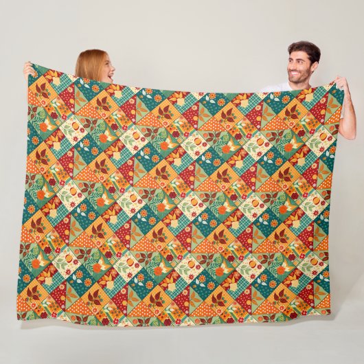 Farbenfrohes Patchwork-Quilt-Muster Fleecedecke (Beispiel)