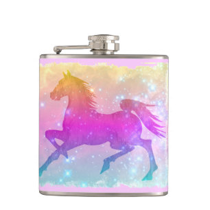Farbenfrohes Pferd Cosmic Steed Sterne Flachmann