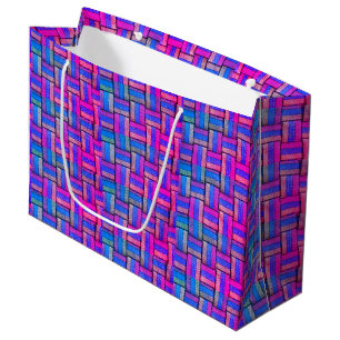Farbenfrohes Pink Lila Blau Retro Vintage Geometri Große Geschenktüte