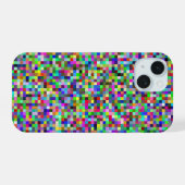 Farbenfrohes Pixel-Quadrat-Hintergrundmuster iPhone 15 Hülle (Rückseite (Horizontal))