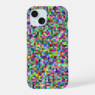 Farbenfrohes Pixel-Quadrat-Hintergrundmuster iPhone 15 Hülle