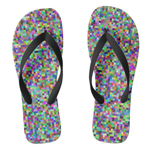 Farbenfrohes Pixelquadrat-Hintergrundmuster Badesandalen (Fußbett)