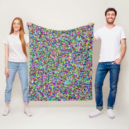 Farbenfrohes Pixelquadrat-Hintergrundmuster Fleecedecke (Beispiel)