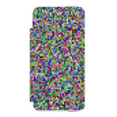 Farbenfrohes Pixelquadrat-Hintergrundmuster Incipio iPhone Geldbeutel-Hülle (Folio Vorderseite)